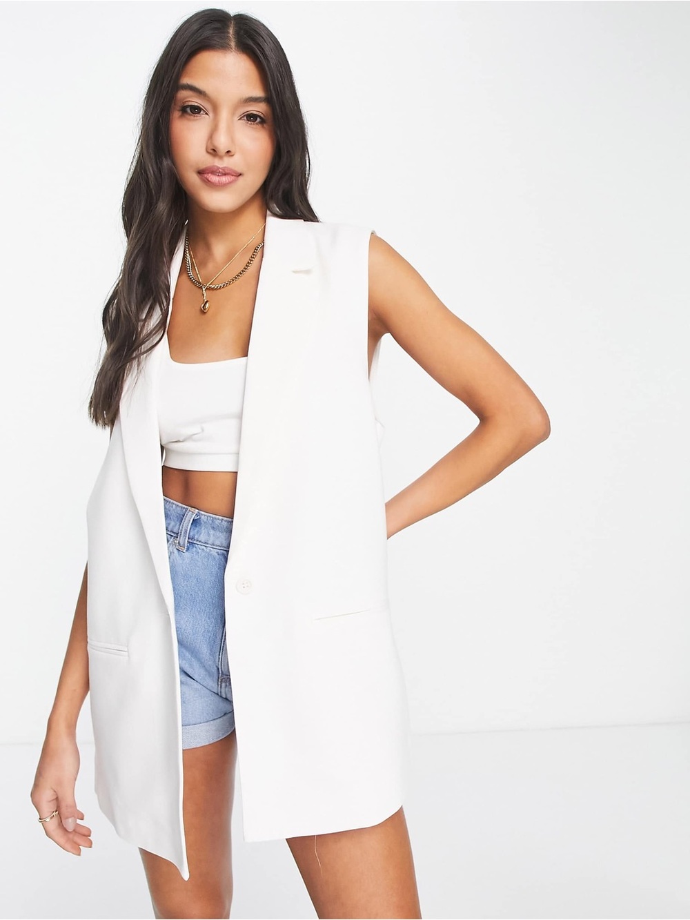 Abecrombie Blazer Vest in Cream